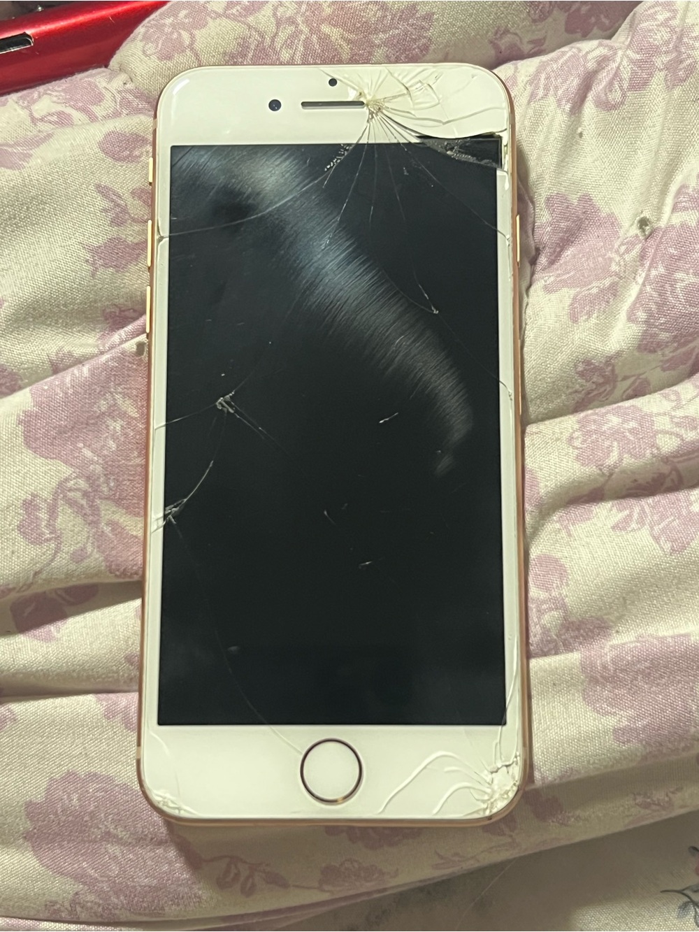 Apple iPhone Rose Gold with White Front and Cracked Screen 8 unlocked
